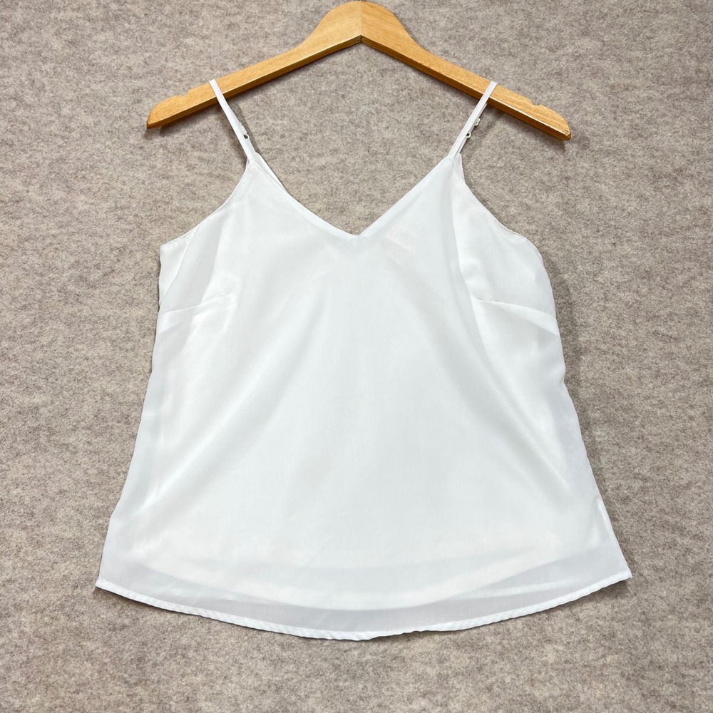 Japna‎ Womens White V-Neck Adjustable Strap Double Layered Camisole Top XS GUC